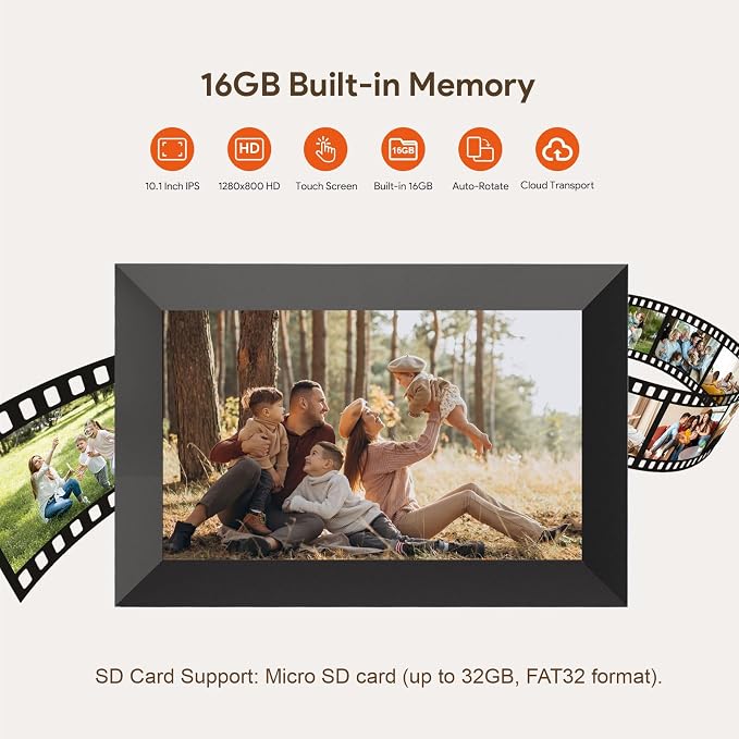 Uhale Digital Picture Frame 10.1, WiFi Digital Photo Frame with App | WiFi app sharing, 10.1-inch HD touch screen, 16GB storage, auto rotate, gift for mom,parents,Grandparents