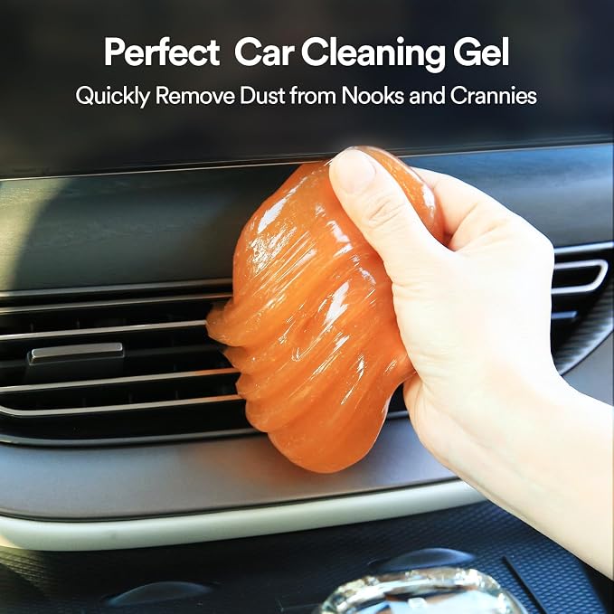 PULIDIKI Car Cleaning Gel for Car Clean Putty Auto Detailing Tools | Car Slime Cleaner Dust Cleaning Gel for Car Interior Cleaner Car Accessories Keyboard Cleaner Orange (2Pack)