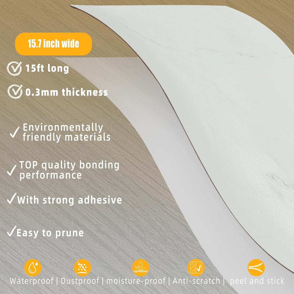 GSCIT Club Marble Wallpaper, 15.7 inch X 15ft Self Adhesive Wood Grain Repair Tape Patch for Tables, Chairs, Baseboards, Doors, Windows, Floors, Handicraft DIY.