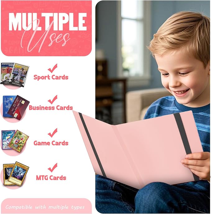 Card Binder 9-Pockets, Trading Card Binder, 20 Pages, 360 Card Capacity Collection Binder, Card Folder for MTG, TCG, Game Cards & Sports Cards(Pink)