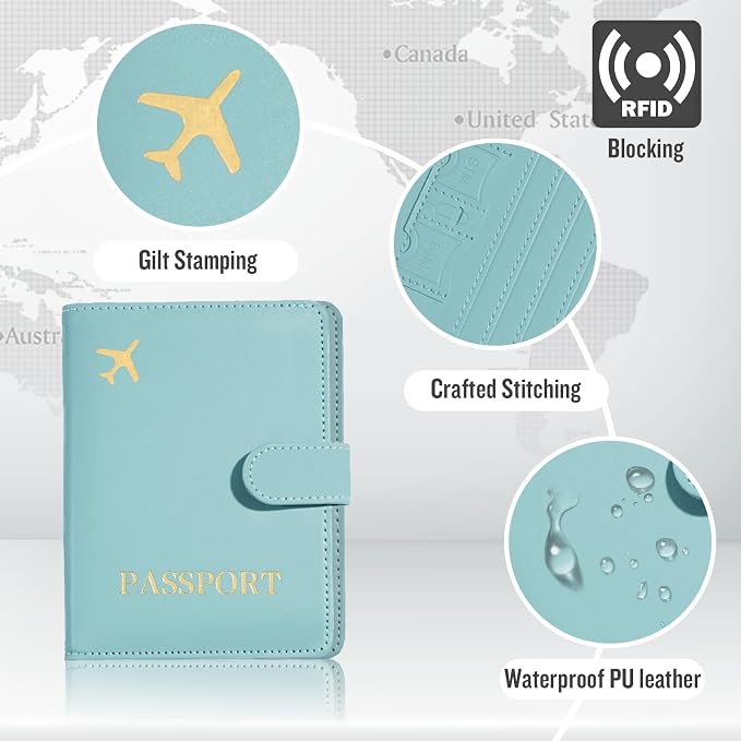 Passport Holder with AirTag Slot, Travel Passport Book Wallet | RFID Blocking, PU Leather, Cards Pocket, Cash Pocket, Passport Case, Women Men Travle Gifts, Travel Essentials