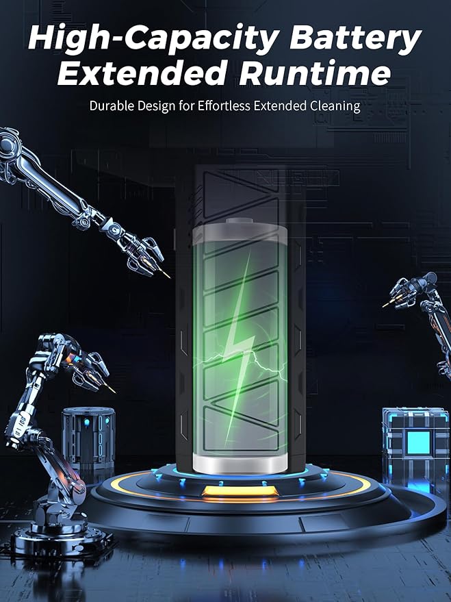 Compressed Air Duster Air Gun - Powerful Cordless Rechargeable 4-Gear Adjustable Air Blower with LED Lighting, for Computer, Keyboard, Car, Outdoor