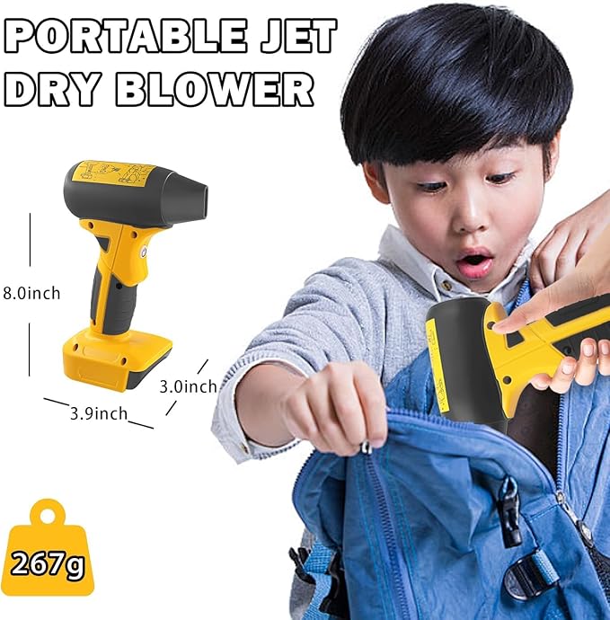 130000 RPM Mini Jet Fan Blower, 4-Speed Cordless Air Duster Compatible for Dewalt 20V Battery, Portable Handheld Blower for Indoor & Outdoor Use (No Battery)