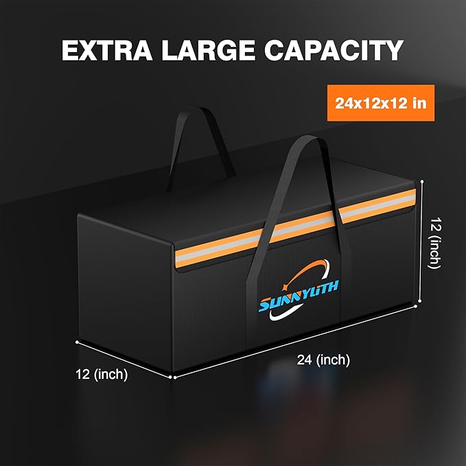 Large Fireproof Document Bags, 24x12x12" Waterproof Storage Firesafe Bag, Large Capacity Waterproof Photo Storage Box with Reflective Strip for Valuables & Passport, Silicone Coating & Zipper Closure