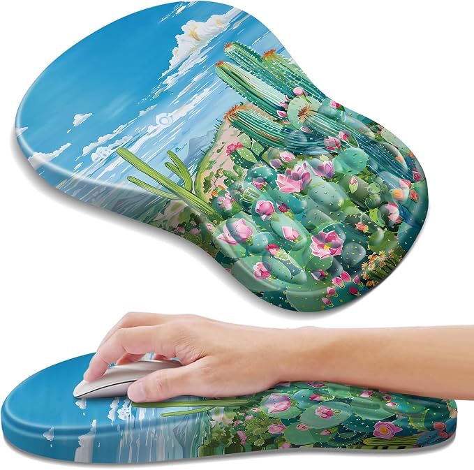 YIWEI Ergonomic Mouse Pad with Wrist Rest for Carpal Tunnel Pain Relief | Memory Foam Wrist Support,Non-Slip Rubber Base, Keyboard Computer Mousepad,Lycra Cloth Surface,Gaming Home Office