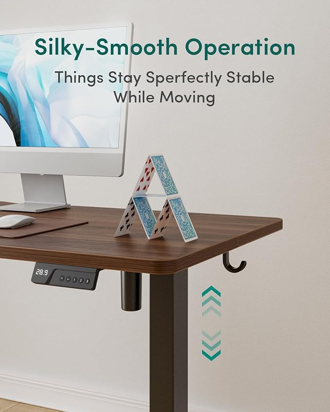 CubiCubi Electric Standing Desk, 40 x 24 Inches Height Adjustable Sit Stand Desk, Ergonomic Home Office Computer Workstation, Black Walnut