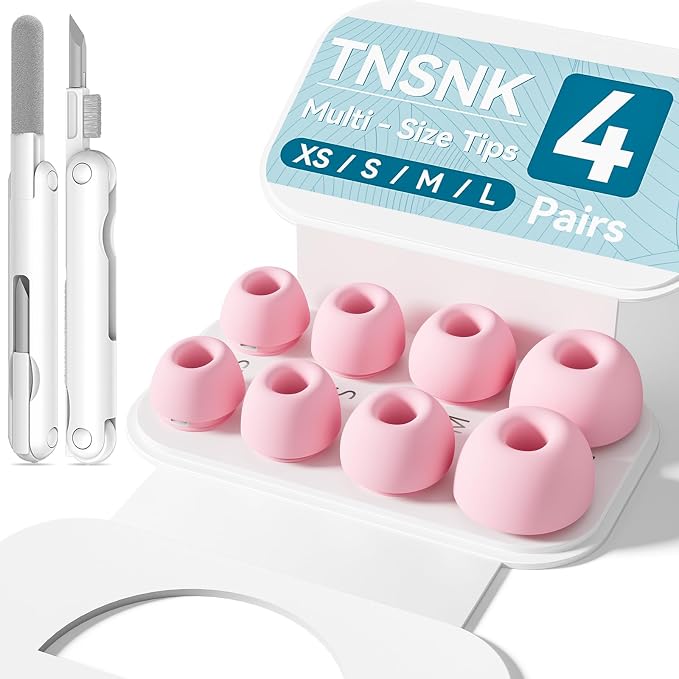 4 Pairs Replacement Ear Tips for AirPods Pro 1st /2nd(Pink) | with Noise Reduction Hole,Built-in dust Guard Screen Silicone Ear Tips with Cleaning Pen