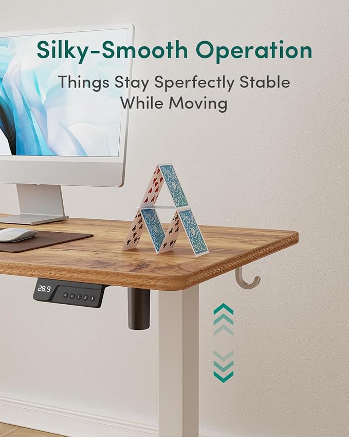 CubiCubi Electric Standing Desk, 48 x 24 Inches Height Adjustable Sit Stand Desk, Ergonomic Home Office Computer Workstation, Light Rustic