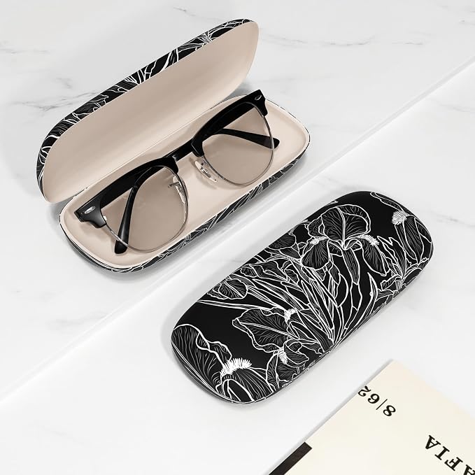 Eyeglasses Case, Portable Hard Shell Protective Case for Glasses, Eyeglass Holder Box for Women with Cleaning Cloth