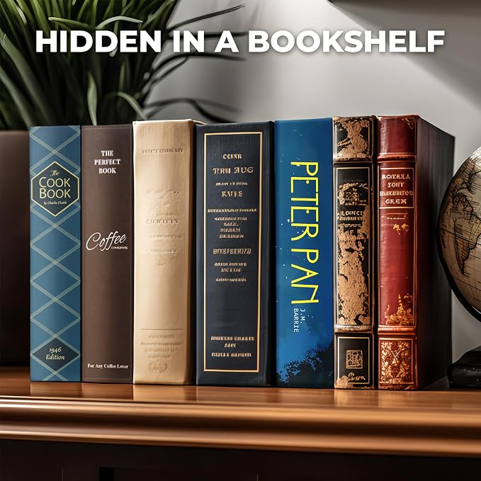 Book Safe with Combination Lock, Hidden Safe (9.5 x 6.2 x 2.2 Inch) with Fireproof Bag, Secret Diversion Safe, Hollow Book Box Hidden Storage, Money Safe Box for Cash (Peter Pan)