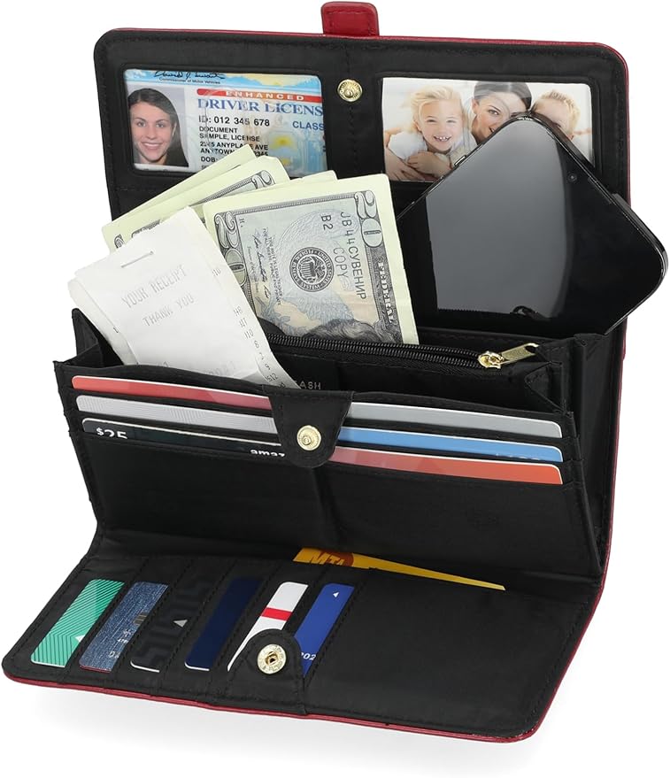 Mundi File Master Womens RFID Blocking Wallet Clutch Organizer With Change Pocket