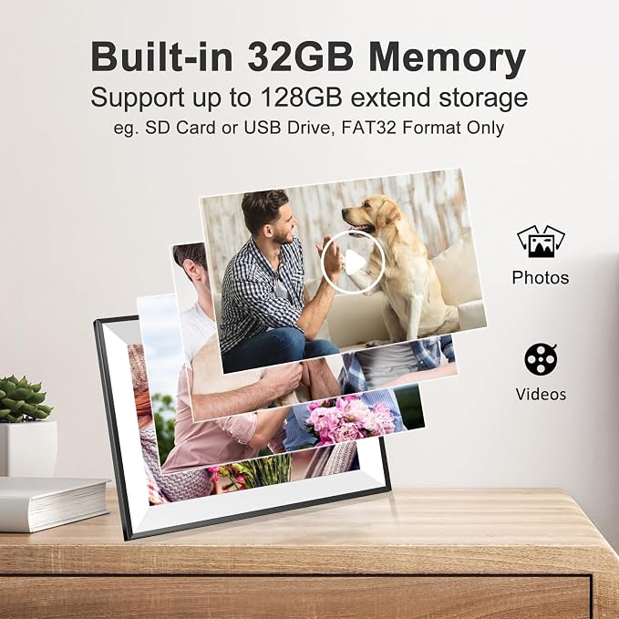 Frameo Digital Picture Frame 10.1 Inch Smart WiFi Digital Photo Frame, IPS Touch Screen, 32GB, Electronic Slideshow, Load from Phone App, Auto-Rotate, for Grandparents & Mothers Day