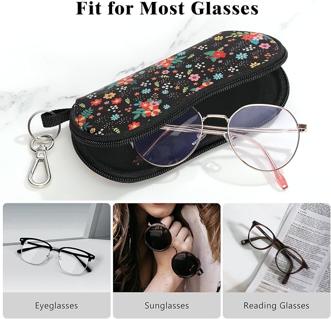 MoKo Sunglasses Soft Case Ultra Light Neoprene Zipper Eyeglass Case for Men Women