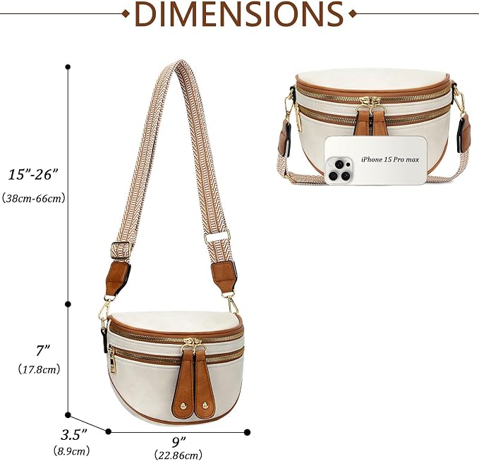 KKXIU Crossbody Bags for Women Vegan Leather Travel Bum Bag | Trendy Fanny Waist Pack | Shoulder Purse with Adjustable Strap