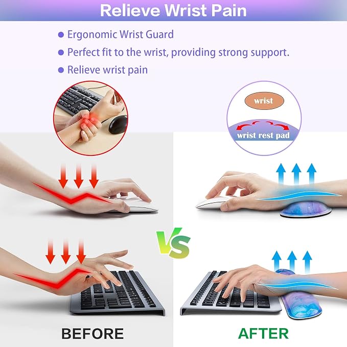 4-in-1 Mouse Pad with Wrist Rest Purple,35.4×15.7in Large Gaming Mouse Pad | Keyboard Wrist Rest+wrist Mousepad+Cup Pad,Ergonomic Mouse Pads,Anti-Slip,Waterproof Keyboard Pad for Home Office