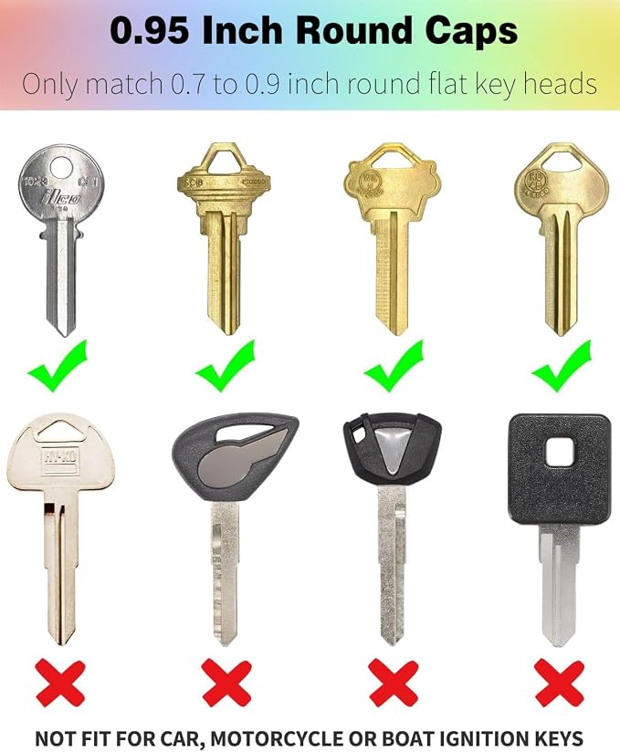 Vibit 32 Pack Key Cap Tags Set in 8 Assorted Colors Plastic Key Identifier Coding Label Covers for Standard Flat House Keys, 2 Styles