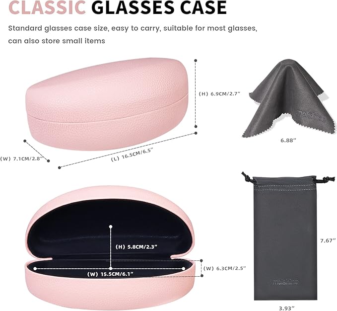 molshine Hard Shell Sunglasses Case,Classic Large Glasses Case for Sunglass,Eyeglasses with Cleaning Cloth,Pouch