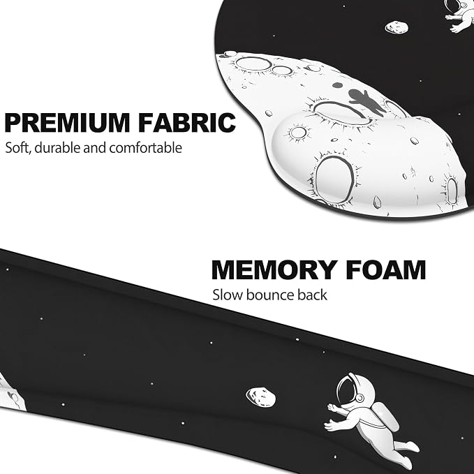 Ergonomic Mouse Pad with Wrist Rest and Keyboard Wrist Rest, Mousepad | Memory Foam Wrist Rest for Computer Keyboard, Pain Relief, Non-Slip Base, Mouse Pad with Wrist Support for Gaming, Astronaut