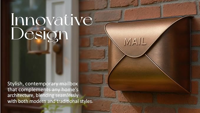 NACH Wall Mount Mailboxes for Outside, 12.5 x 5 x 10 inch Copper Wall Mailboxes for Outside, Waterproof Mailboxes for Outside - Envelope Mailbox