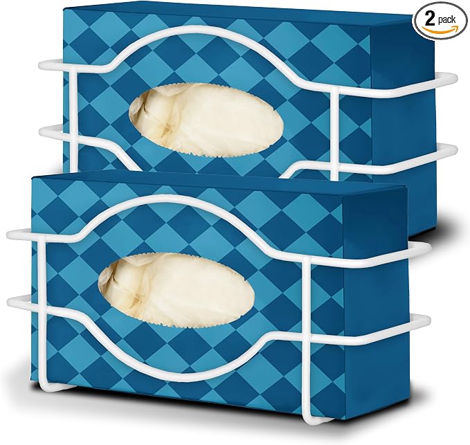Stock Your Home (White Metal Single Gloves Dispenser (2 Pack) Tissue Box Shelf, Glove Box Holder Wall Mount, For Kitchen, Cleaning Closet, Lab, Exam, Office