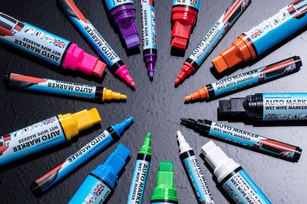 Window Markers for Glass Washable Car Window Paint Pen- Dry Erase Liquid Chalk Marker Car Decorations on All Surfaces, Tire, Windshield - Auto Marker, Autowriter, Rain Resistant (Purple, Jumbo Tip)