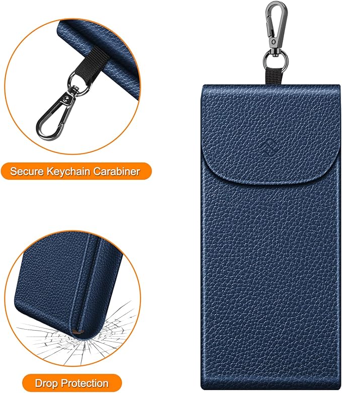 FINTIE Double Glasses Case with Carabiner Hook, Portable Vegan Leather Eyeglass Case Anti-scratch Sunglasses Pouch
