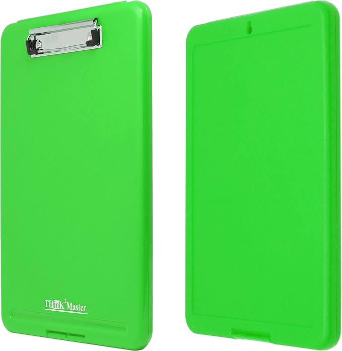 Think2Master Green Plastic Storage Clipboard. | 25% Heavier & 25% Sturdier| Heavy Duty and Won’t Flex or Bend Like Other Brands (Compare The Weight). Storage Compartment Holds 150 Letter Sized Paper.