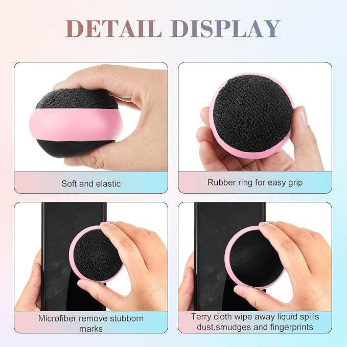 4 Pack Screen Cleaner Balls Car Phone Screen Cleaning Cleaner Ball Microfiber Touch Cleaning Ball for Easter Computer Laptop Phone Monitor(Pink)