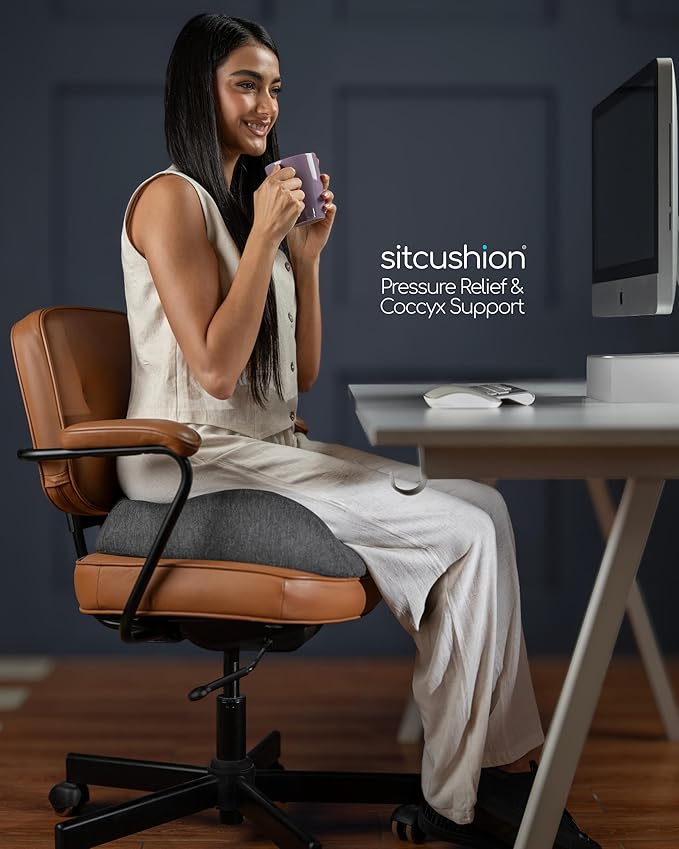 Extra Large Memory Foam Seat Cushions for Office Chairs, Pressure Relief Seat Cushion for Tailbone Pain Relief, Sciatica & Back Pain, Ergonomic Office Chair Cushion for Long Sitting & Driving (Black)