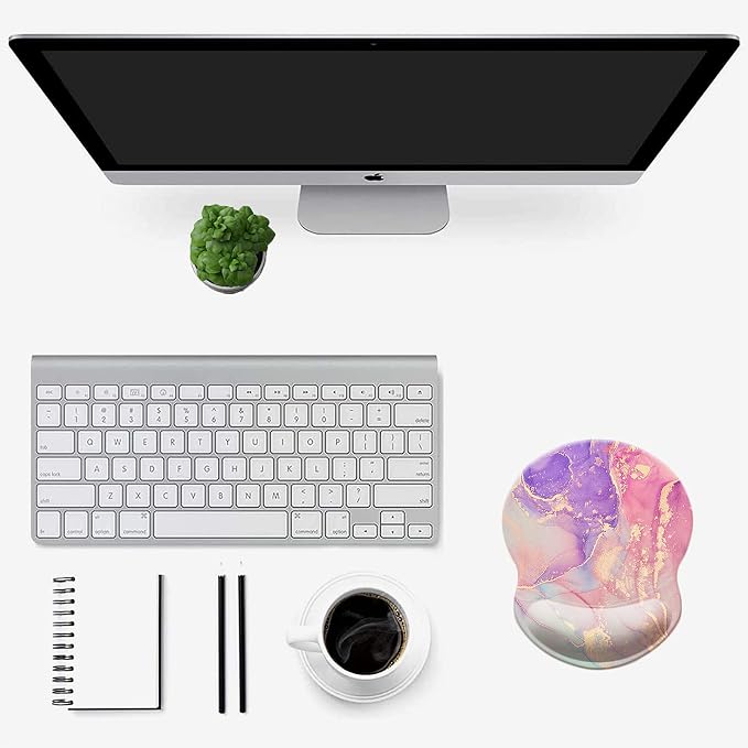 Mouse Pad with Wrist Support, Non Slip Mousepad Wrist Rest for Office, Computer, Laptop & Mac-Comfortable & Lightweight Ergonomic Support Mouse Mat(Pretty Marble-A)