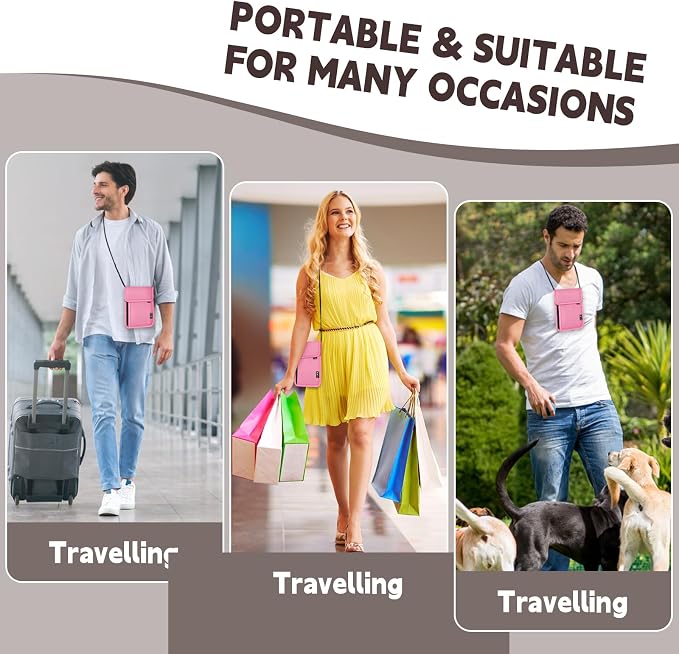 Likesing 5.5" L x 7.9" W Travel Neck Wallet, RFID Passport Holder(Pink) | RFID Blocking Passport Holder for Travel, Security Lightweight Passport Travel Wallet, Neck Pouch Gifts for Women Men