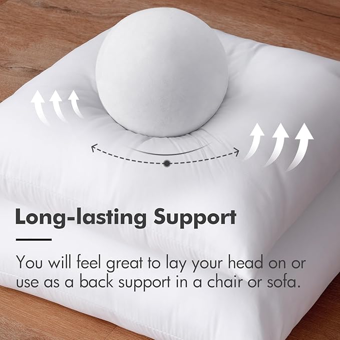 MIULEE 26x26 Euro Throw Pillow Insert for Couch Sofa Bed | Premium Virgin Filling, Soft Brushed Fabric, Decorative Pillow, Lumbar Back and Neck Support