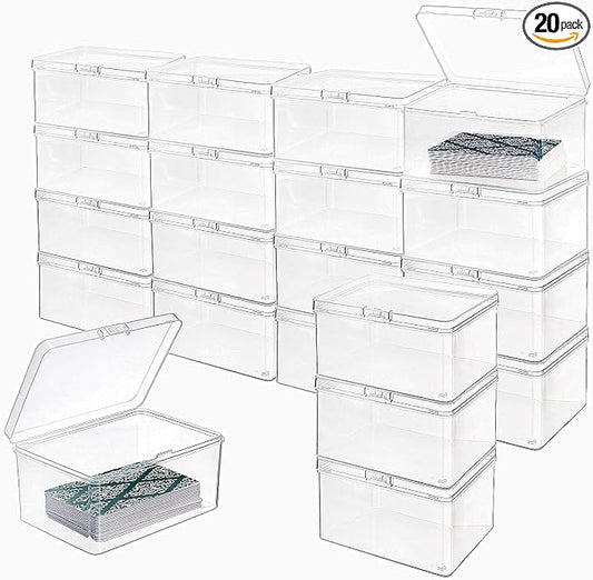 Tebery 20 Pcs Plastic Playing Card Cases Clear, Waterproof Card Deck Box for Game, Sturdy Trading Card Holder, Portable Card Game Storage Container for Party, Travel, Outdoors, Snap Closed