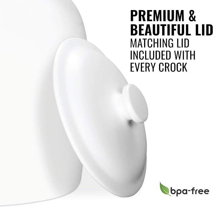 Geo Sports Porcelain Ceramic Crock Water Dispenser, Stainless Steel Faucet, Valve and Lid Included. Fits 3 to 5 Gallon Jugs. (Solid White)