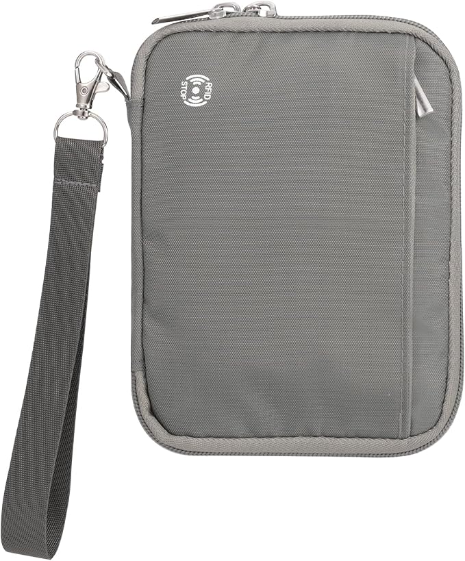 WALNEW Passport Holder Family for 4, RFID Blocking Travel Wallet Women Men | Holds up to 4 Passports, Removable Wrist Strap，Lightweight Zipper Document Organizer Pouch Bag for Travelling