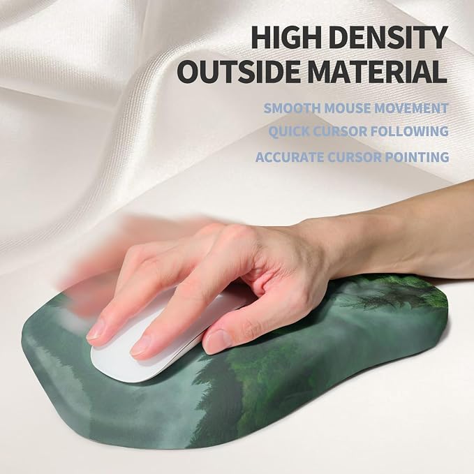 Ergonomic Raised Mouse Pad Wrist Support with Bilateral Slope Memory Foam Mousepad for Wrist Rest and Carpal Tunnel Pain Relief 11.8x7.9〃Green Mountain