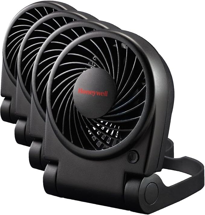 Honeywell HTF090B Turbo On-the-Go Personal Fan,Black – Small Portable Fan for Travel,(Pack of 4)