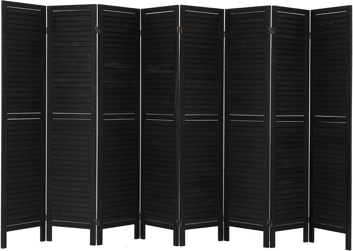NicBex 8 Panel Room Divider 5.6FT Wood Room Dividers with Louvered Design, Folding Privacy Screens Portable Freestanding Partition Wall Dividers for Home Bedroom Office, Black