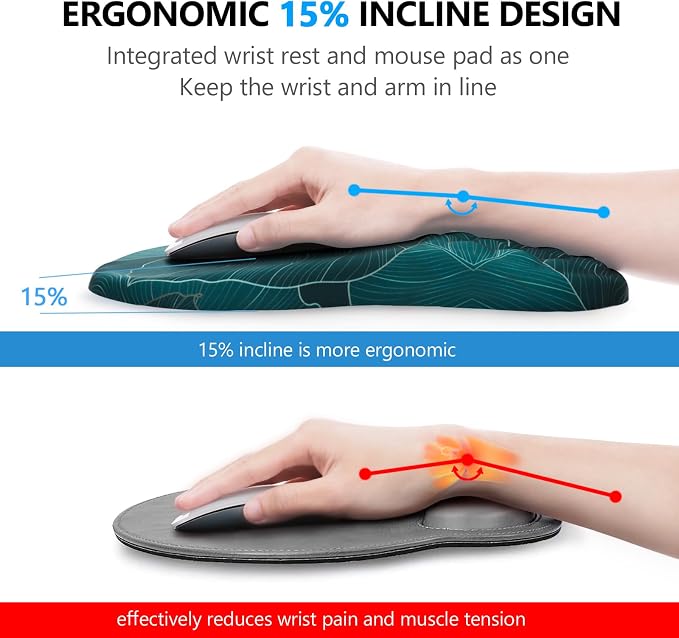 Ergonomic Mouse Pad with Wrist Support and Keyboard Wrist Rest Set | Memory Foam Wrist Cushion, Non-Slip PU Base, Massage Design, Relieves Wrist Pressure for Work, Gaming & Office Use