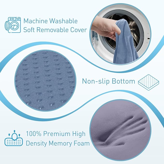 BlissTrends Extra Thick Seat Cushion for Office Chair & Car Seat, Grey&Blue | Tailbone & Sciatica Relief, Ergonomic Support, High-Density Memory Foam, Comfort for Extended Sitting