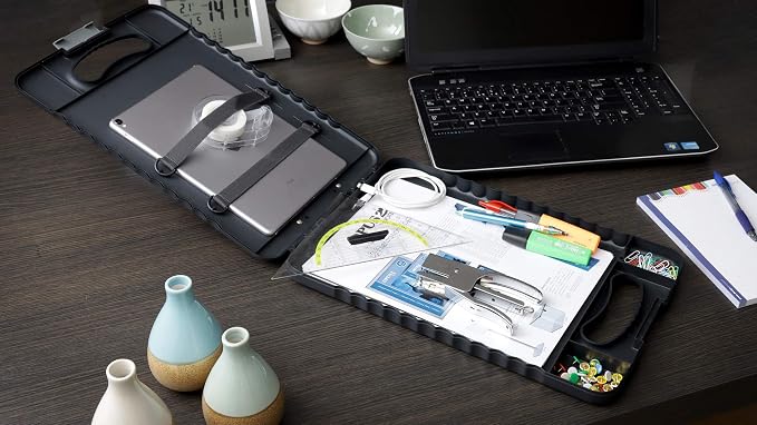 Officemate® OIC Tablet Clipboard Case, 16 1/10" H x 10 1/5" W x 1 3/10" D, Charcoal (Pack of 12)