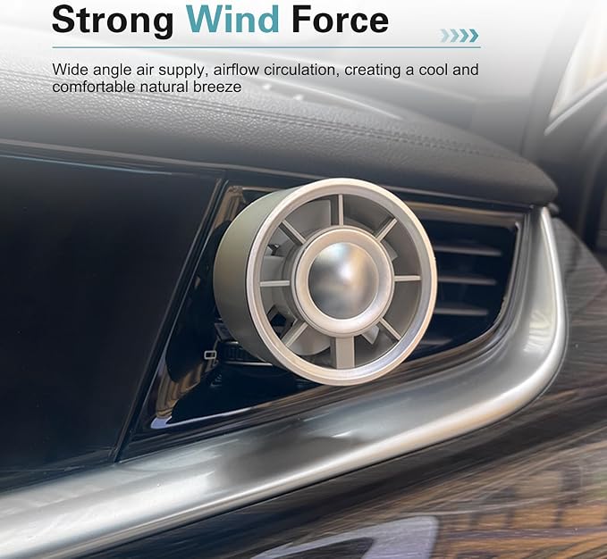 Car Vent Fans, Portable USB Mini Automatic Fan with Cool Lighting, Three-speed Blower with Adjustable Clip, Universal for Most Cars, Trucks, SUVs (White)