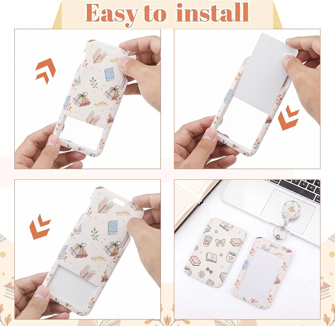 3 Set Badge Holder Retractable Reel Book Pattern ID Badge Holders with Clip Cute Name Badge Holders for Teacher Nurse Doctor Student Office Workers