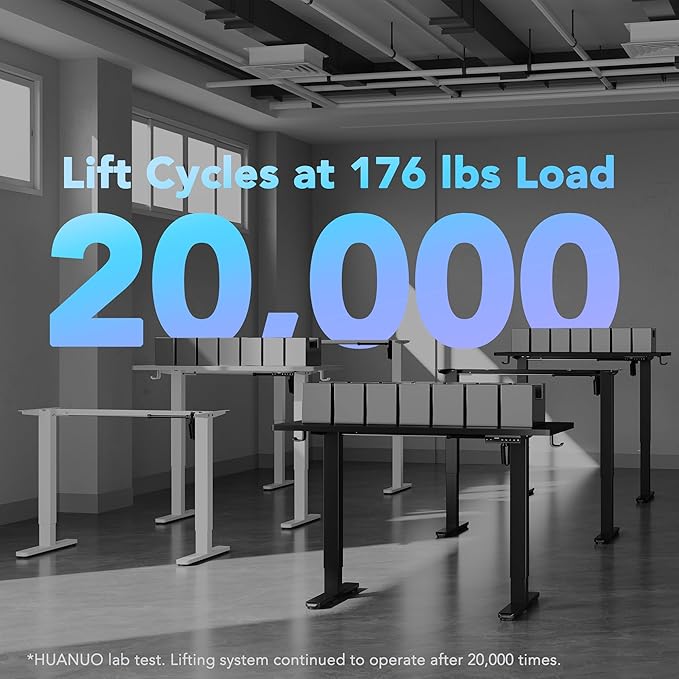 HUANUO AI-Powered Electric Standing Desk with Smart APP, Compatible with Alexa & Google, Adjustable Height, 6 Memory Settings, Sedentary Reminder, Ergonomic Sit-Stand Desk, 32-inch, Black