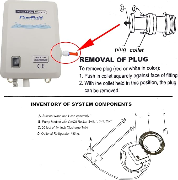 Bottled Water Dispenser Pump System,Food Grade,Self priming,110V,1GPM, Suitable for Coffee Brewer Ice-Maker Refrigerator (Single tube)