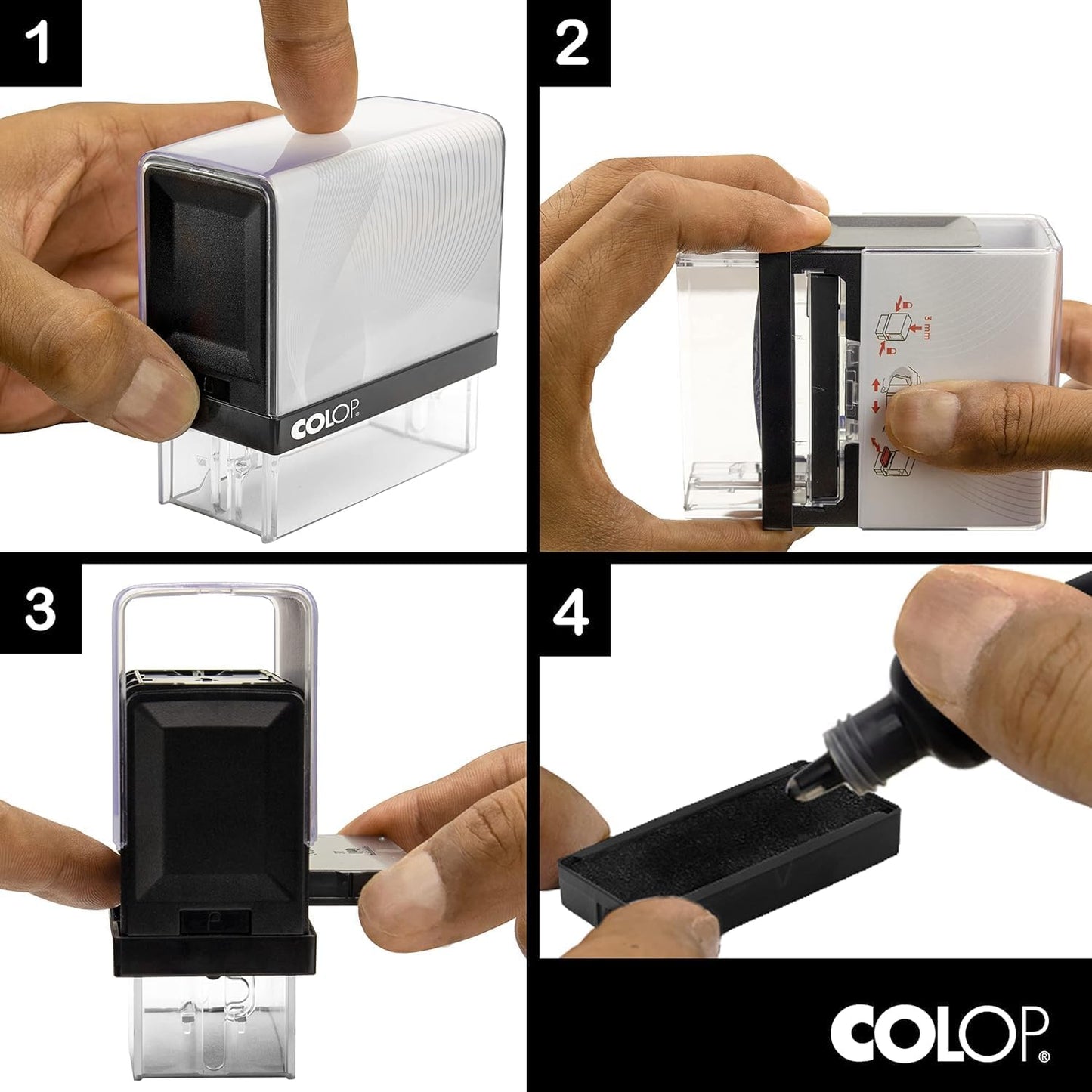 Rubber Stamp Creation COLOP Extra Small Size Self Inking Custom Signature Stamp - 15 Ink Colors, Rectangular, Multi-Colored, Up to 13 Characters per Line