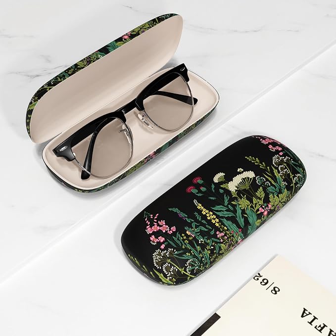 Eyeglasses Case, Portable Hard Shell Protective Case for Glasses, Eyeglass Holder Box for Women with Cleaning Cloth