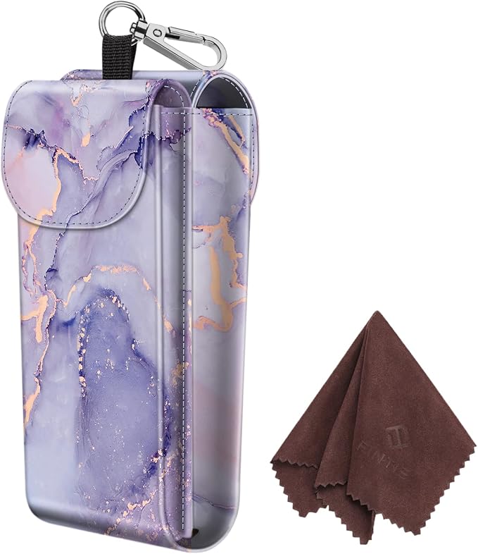 FINTIE Double Glasses Case with Carabiner Hook, Portable Vegan Leather Eyeglass Case Anti-scratch Sunglasses Pouch