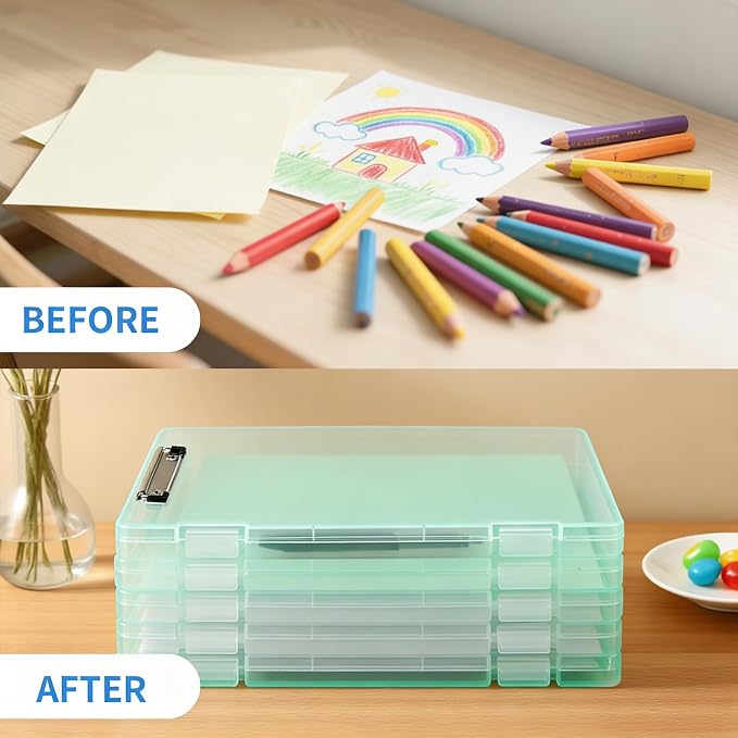 2 Pack Letter Size Clipboard with Storage 8.5 * 11, Plastic Clear Green Clipboard File Box A4 Nursing Clip Board for School & Office with Christmas Stickers (Clear Green-2PCS)