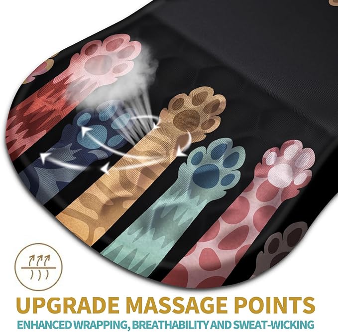 Hokafenle Ergonomic Mouse Pad Wrist Support with Massage Design, Wrist Rest Pain Relief Mousepad with Memory Foam&Non-Slip PU Base, Mouse Pads for Wireless Mouse & Desk (12x8 inch,Paw)